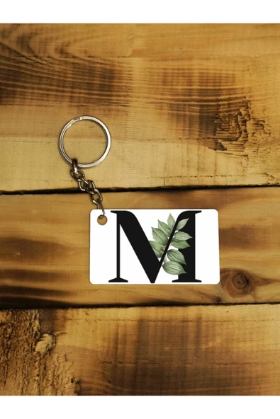 Panorama Ajans M Harfi Yeşil Yapraklı Ince Metal Anahtarlık ürün görseli