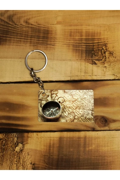 Panorama Ajans Pusula Harita Eski Tarz Ince Metal Anahtarlık ürün görseli