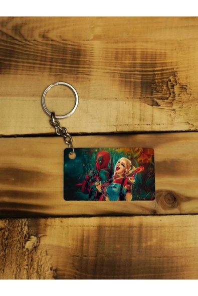 Panorama Ajans Deadpool Ve Harley Quinn Marvel Tasarım Ince Metal Anahtarlık ürün görseli 1