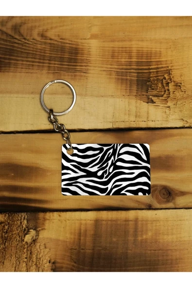 Panorama Ajans Zebra Desen Ince Metal Anahtarlık - 1