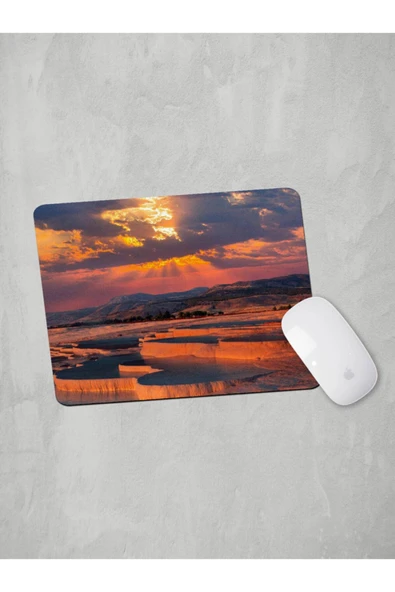 Panorama Ajans Denizli Pamukkale Günbatımı Manzara Mouse Pad - 1