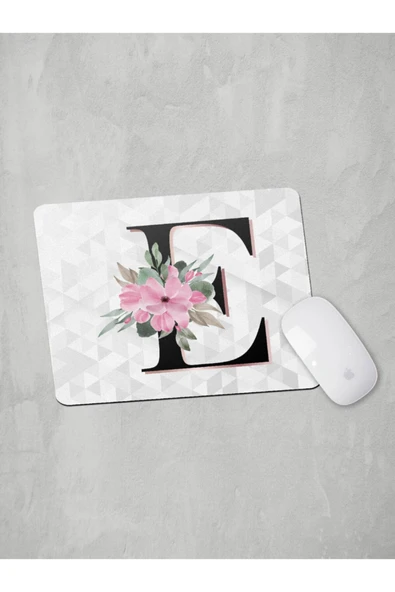 Panorama Ajans E Harfi Baş Harf Pembe Çiçekli Mouse Pad ürün görseli 1