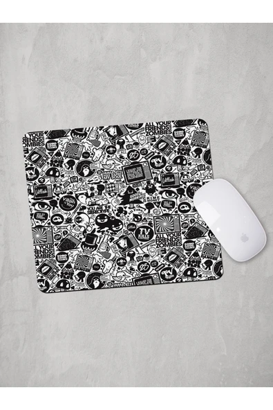 Panorama Ajans Black Doodle Mouse Pad