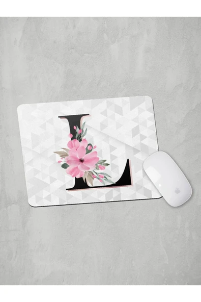 Panorama Ajans L Harfi Baş Harf Pembe Çiçekli Mouse Pad ürün görseli 1