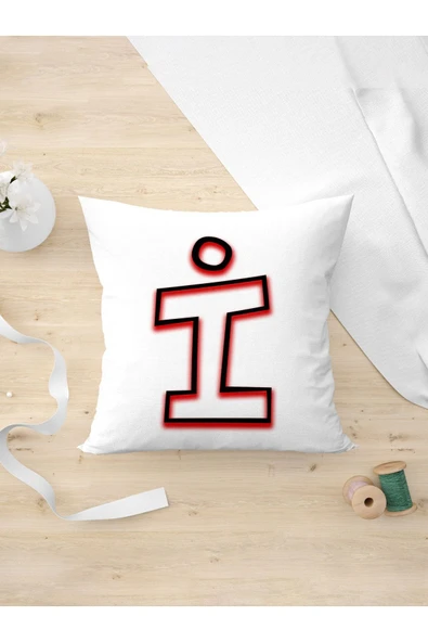 Panorama Ajans Neon Gölgeli İ Harfi Özel Arkadaşa Hediye Özel Tasarım Yastık Kılıfı ürün görseli