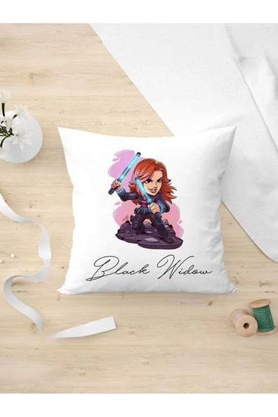 Panorama Ajans Marvel Film Severlere Şirin Black Widow Çizimli Arkadaşa Kişiye Hediyelik Yastık Kılıfı ürün görseli