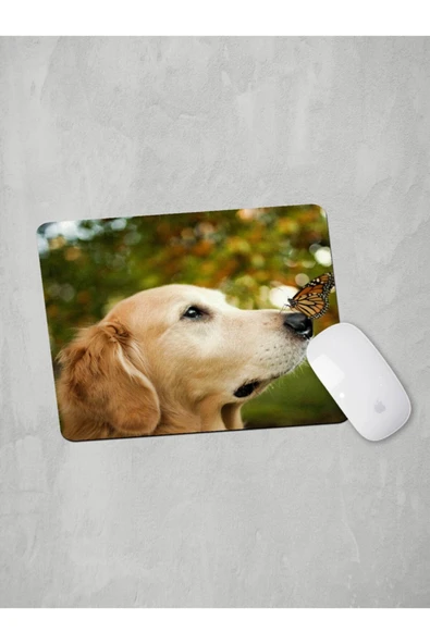 Panorama Ajans Golden Köpek Tatlı Kelebek Mouse Pad ürün görseli 1