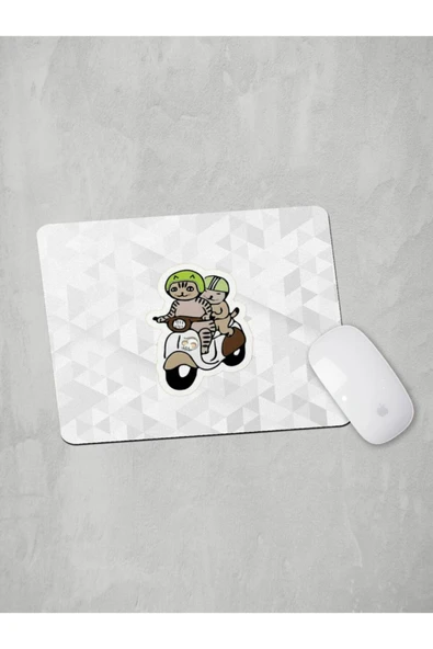 Panorama Ajans Tatlı Kedi Vespa Motorcu Sevgiliye Hediye Mouse Pad ürün görseli 1