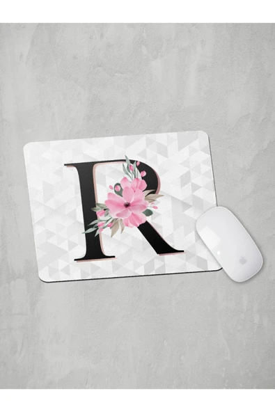 Panorama Ajans R Harfi Baş Harf Pembe Çiçekli Mouse Pad ürün görseli 1