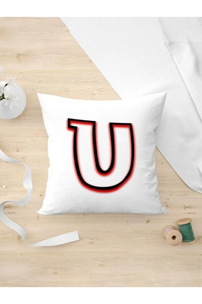 Panorama Ajans Neon Gölgeli U Harfi Özel Arkadaşa Hediye Özel Tasarım Yastık Kılıfı ürün görseli 1