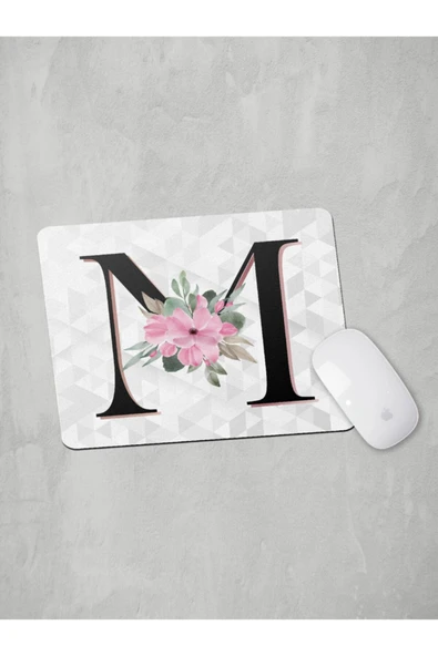 Panorama Ajans M Harfi Baş Harf Pembe Çiçekli Mouse Pad ürün görseli 1