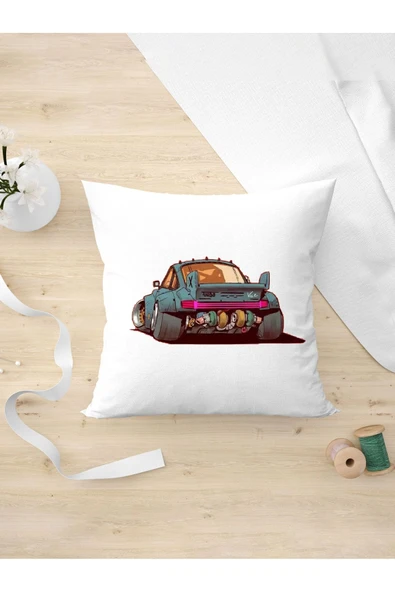 Panorama Ajans Porsche Araba Şirin Tasarım Oda Dekoru Arkadaşa Kişiye Hediyelik Yastık Kılıfı ürün görseli