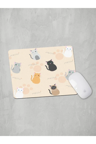 Panorama Ajans Tatlı Kediler Pattern Pastel Hayvan Mouse Pad ürün görseli 1
