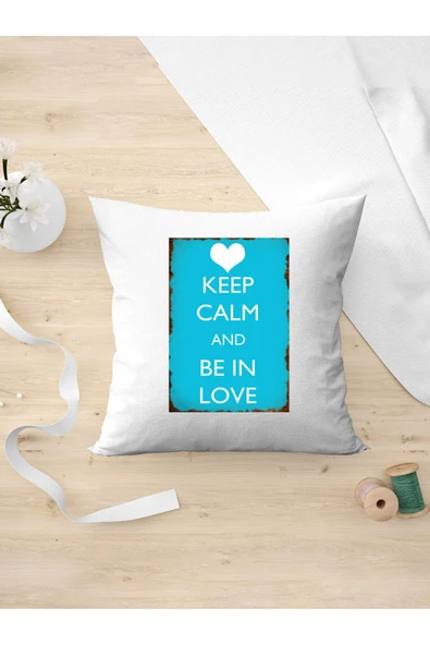 Panorama Ajans Retro Keep Calm And Be In Love Arkadaşa Kişiye Hediyelik Yastık Kılıfı ürün görseli 1