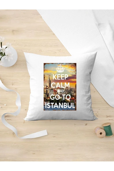 Panorama Ajans Retro Keep Calm And Istanbul Arkadaşa Kişiye Hediyelik Yastık Kılıfı ürün görseli 1
