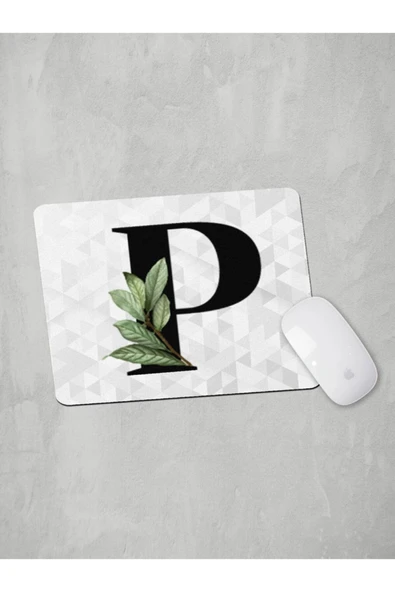 Panorama Ajans P Harfi Yeşil Yapraklı Mouse Pad ürün görseli 1