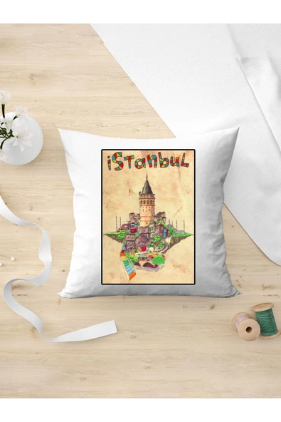 Panorama Ajans Istanbul Severlere Galata Kuleli Arkadaşa Kişiye Hediyelik Yastık Kılıfı ürün görseli