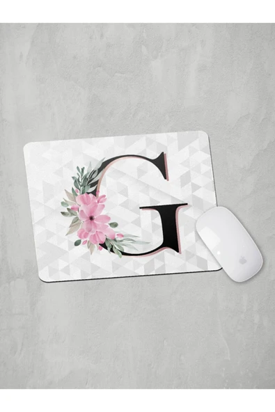 Panorama Ajans G Harfi Baş Harf Pembe Çiçekli Mouse Pad ürün görseli 1