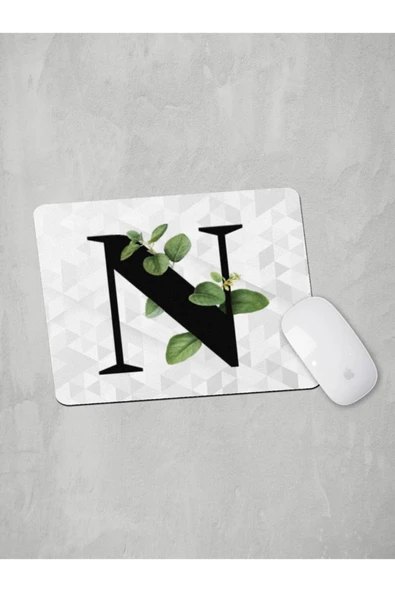 Panorama Ajans N Harfi Yeşil Yapraklı Mouse Pad ürün görseli 1