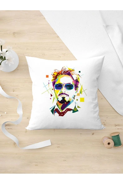 Panorama Ajans Tony Stark Renkli Karakter Tasarım Oda Dekoru Arkadaşa Kişiye Hediyelik Yastık Kılıfı ürün görseli