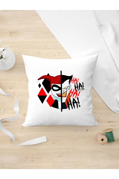 Panorama Ajans Joker Ve Harley Quenn Dc Tasarım Film Severlere Özel Tasarım Yastık Kılıfı ürün görseli