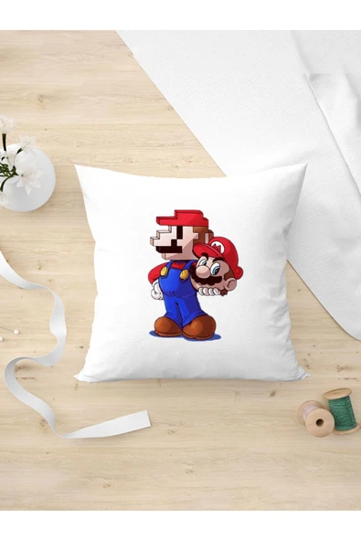 Panorama Ajans Oyun Severlere Mario Karakter Tasarım Oda Dekoru Arkadaşa Kişiye Hediyelik Yastık Kılıfı ürün görseli 1