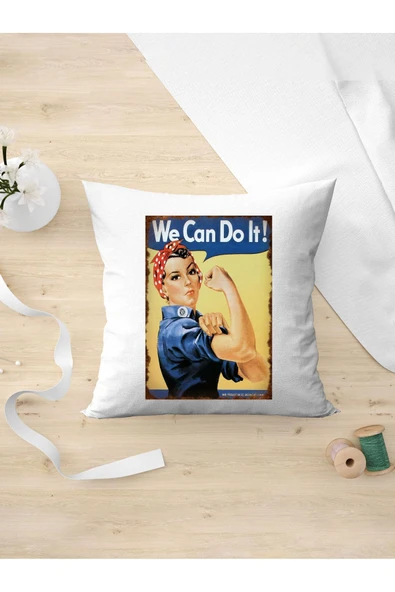 Panorama Ajans Retro Severlere Wecan Do It Tasarım Oda Dekoru Arkadaşa Kişiye Hediyelik Yastık Kılıfı ürün görseli