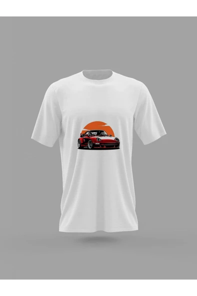 Panorama Ajans Günbatımı Araba Baskılı T-shirt ürün görseli 1