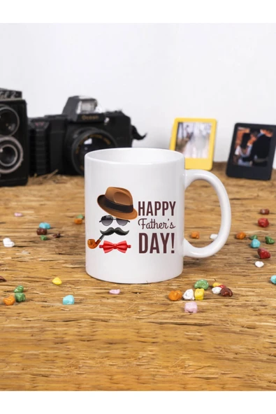 Panorama Ajans Babalar Günü Happy Father's Day 3 Beyaz Kupa Bardak ürün görseli