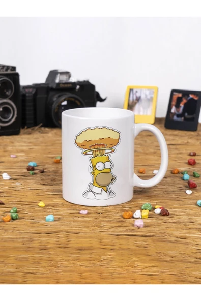 Panorama Ajans Beyaz Homer Simpson Rozet Tasarım Eğlenceli Kupa ürün görseli 1