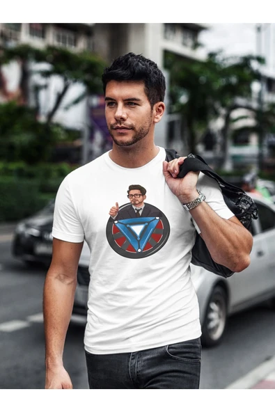 Panorama Ajans Robert Downey Jr. Iron Man Marvel Tasarım Baskılı T-shirt - Resim 2