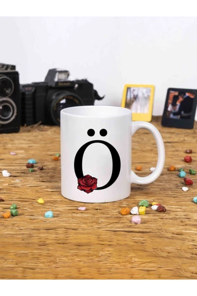 Panorama Ajans Gül Rose Flower Tasarım Alfabe Kupa Seti Ö Harfi Beyaz Kupa Bardak ürün görseli