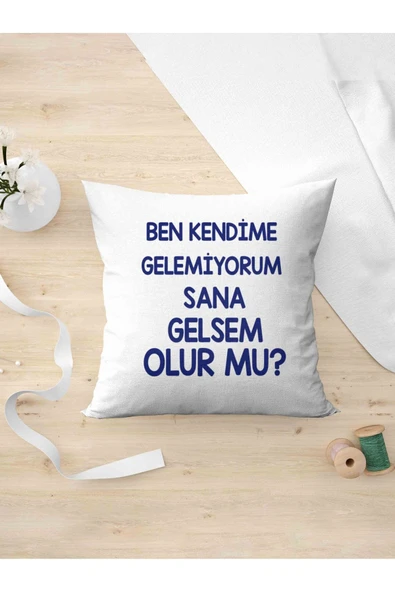 Panorama Ajans Komik Sözlü Sana Gelsem Olurm Mu Tasarım Oda Dekoru Arkadaşa Kişiye Hediyelik Yastık Kılıfı ürün görseli 1