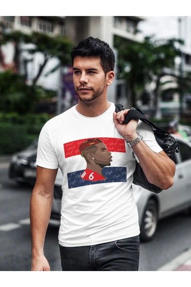 Panorama Ajans Poul Pogba Fransa Yıldız Futbolcu Portre Baskılı T-shirt - Resim 2