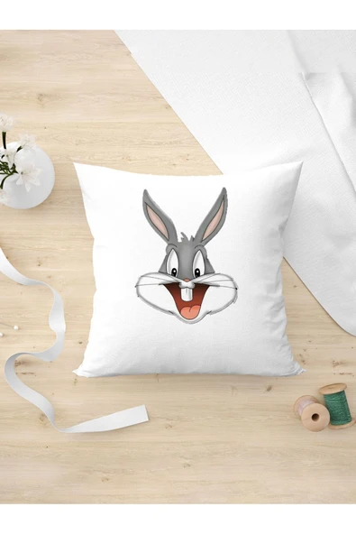 Panorama Ajans Çizgi Film Severlere Looney Tunesdan Bugs Bunny Arkadaşa Kişiye Hediyelik Yastık Kılıfı