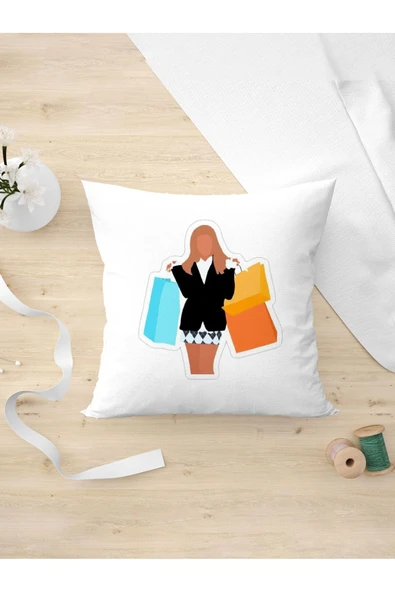 Panorama Ajans Alışveriş Konulu Kişiye Arkadaşa Hediyelik Yastık Kılıfı ürün görseli 1