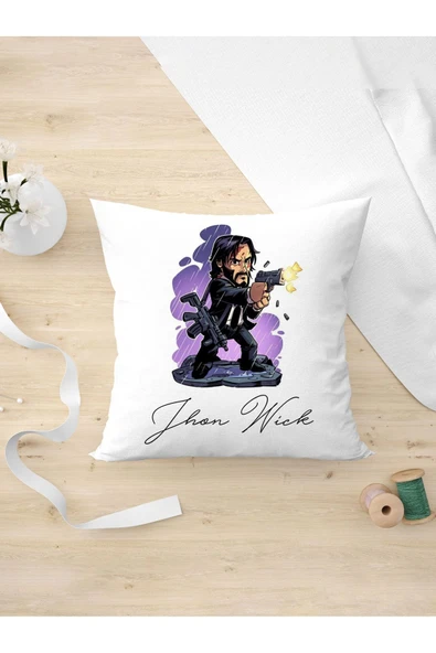 Panorama Ajans Film Severlere Şirin Tasarım Jhon Wick Arkadaşa Kişiye Hediyelik Yastık Kılıfı ürün görseli
