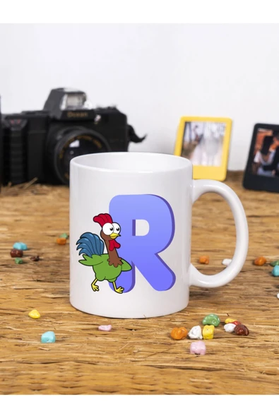 Panorama Ajans Çocuklar Için Eğlenceli Hediye R Harfi Beyaz Kupa Bardak ürün görseli