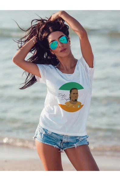 Panorama Ajans Didier Drogba Imzalı Portre Futbolcu Tasarım Baskılı T-shirt - Resim 3