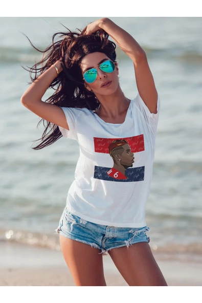 Panorama Ajans Poul Pogba Fransa Yıldız Futbolcu Portre Baskılı T-shirt - Resim 3