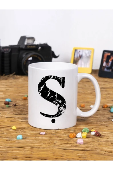 Panorama Ajans Dekoratif Yazılı Porselen Ş Harfi Beyaz Kupa Bardak ürün görseli