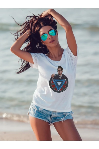 Panorama Ajans Robert Downey Jr. Iron Man Marvel Tasarım Baskılı T-shirt - Resim 3