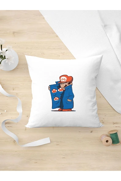 Panorama Ajans Oyun Severlere Mario Tasarım Oda Dekoru Arkadaşa Kişiye Hediyelik Yastık Kılıfı ürün görseli 1