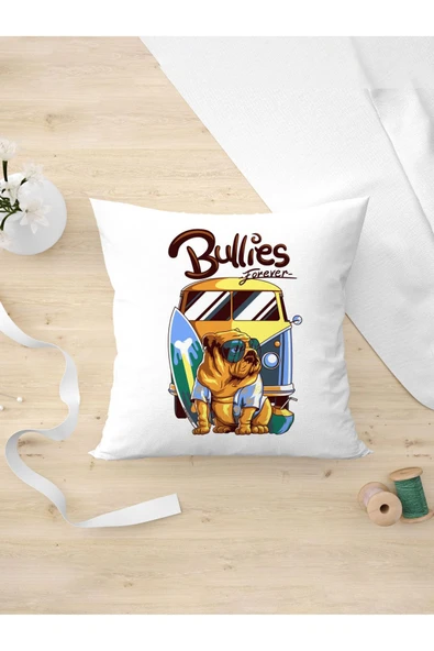 Panorama Ajans Sörfçü Köpek Bullies Forever Arkadaşa Kişiye Hediyelik Oda Dekoru Yastık Kılıfı ürün görseli 1