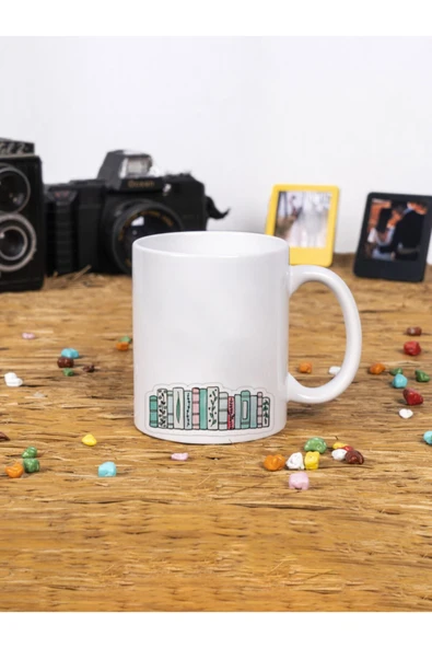 Panorama Ajans Kitaplık Book Minimalist Beyaz Kupa Bardak ürün görseli