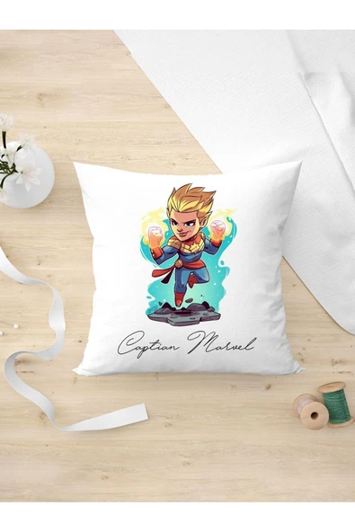 Panorama Ajans Marvel Film Severlere Şirin Captian Marvel Çizimli Oda Dekoru Yastık Kılıfı ürün görseli