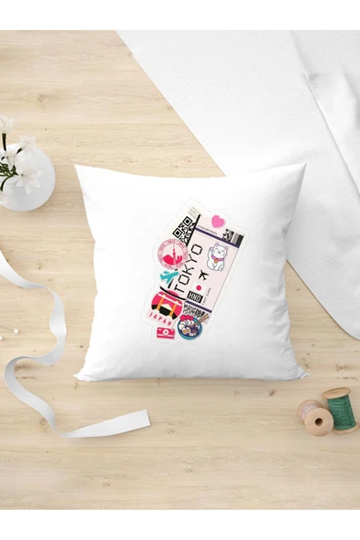 Panorama Ajans Tokyo Bilet Tasarım Oda Dekoru Arkadaşa Kişiye Hediyelik Yastık Kılıfı ürün görseli 1