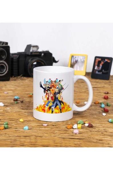 Panorama Ajans Çizgidizi Sevenlere One Piece Toplu Alev Tasarımlı Anime Beyaz Kupa Bardak 2 ürün görseli