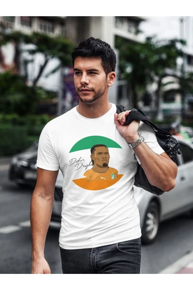 Panorama Ajans Didier Drogba Imzalı Portre Futbolcu Tasarım Baskılı T-shirt - Resim 2