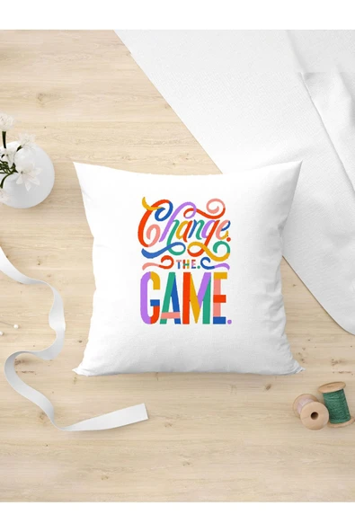 Panorama Ajans Change The Game Rengarenk Oda Dekoru Arkadaşa Kişiye Hediyelik Yastık Kılıfı ürün görseli